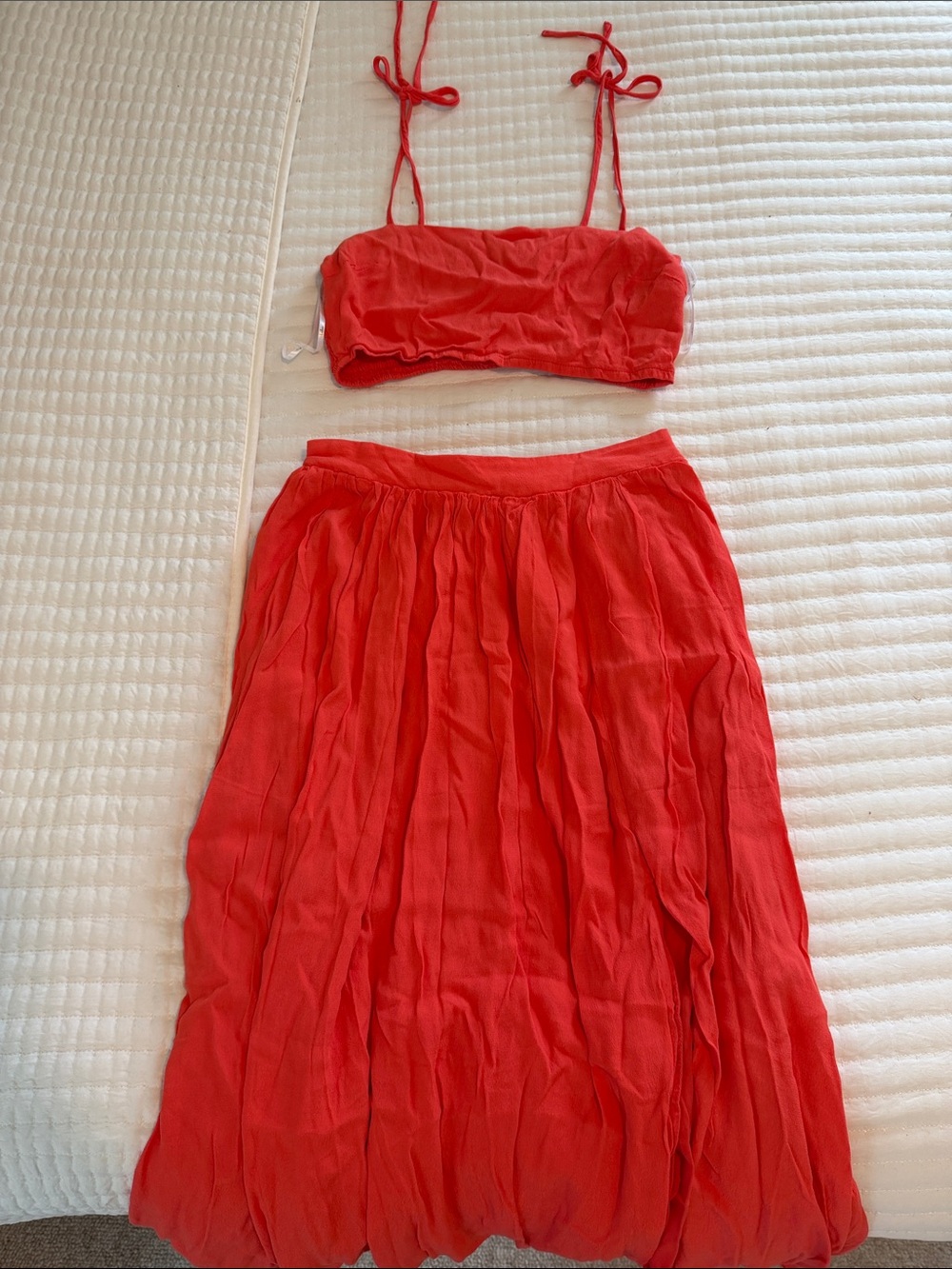 Lulu's Coral Orange 2 piece Midi Dress